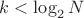$k<\log_2N$