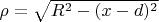 $\rho = \sqrt{R^2-(x-d)^2}