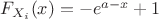 $F_{X_i} (x) = -e^{a-x}+1$