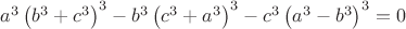 $a^3\left( {b^3 + c^3} \right)^3 - b^3\left( {c^3 + a^3} \right)^3 - c^3\left( {a^3 - b^3} \right)^3 }=0$