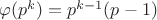$\varphi (p^k) = p^{k-1}(p-1)$