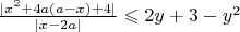 $\frac{|x^2+4a(a-x)+4|}{|x-2a|} \leqslant  2y+3-y^2$