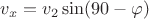 $v_x=v_2\sin(90-\varphi)$