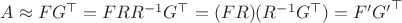 $ A \approx FG^\top = F R R^{-1} G^\top = (F R) (R^{-1} G^\top) = F' {G'}^\top$
