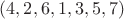 $(4, 2, 6, 1, 3, 5, 7)$