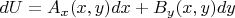 $dU=A_x(x,y)dx+B_y(x,y)dy$
