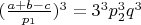 $ (\frac{a+b-c}{p_1})^3=3^3p_2^3q^3$