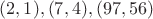 $(2,1),(7,4),(97,56)$