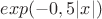 $exp(-0,5|x|)$