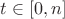 $t\in [0,n]$