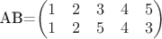 AB=\begin{pmatrix} 1 & 2 & 3 & 4 & 5 \\ 1 & 2 & 5 & 4 & 3 \end{pmatrix}