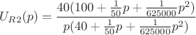 $$U_R_2(p)=\frac{40(100+\frac{1}{50}p+\frac{1}{625000}p^2)}{p(40+\frac{1}{50}p+\frac{1}{625000}p^{2})}$$