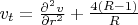 $v_t = \frac {\partial^2 v} {\partial r^2} + \frac {4(R-1)} R$