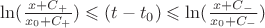 $\ln(\frac{x+C_+}{x_0+C_+})\leqslant(t-t_0)\leqslant\ln(\frac{x+C_-}{x_0+C_-})$