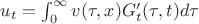 $u_t = \int\limit_0^{\infty}{v(\tau,x)G'_t(\tau,t)}d\tau$