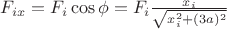 $F_{ix}=F_i\cos\phi=F_i\frac{x_i}{\sqrt{x_i^2+(3a)^2}}$