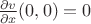$\frac{\partial v}{\partial x} (0,0)=0$