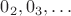 $0_2, 0_3, \ldots$
