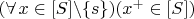 $(\forall\,x\in [S]\backslash\{s\})(x^+\in [S])$