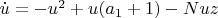 $\dot{u}=-u^2+u(a_{1}+1)-Nuz$
