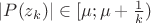 $|P(z_k)|\in[\mu;\mu+\frac1k)$