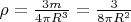 $\rho=\frac{3m}{4\pi R^3}=\frac{3}{8\pi R^2}$