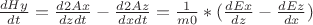 $ \frac{dHy}{dt} = \frac{d2Ax}{dz dt} - \frac{d2Az}{dx dt} = \frac{1}{m0} * (\frac{dEx}{dz} - \frac{dEz}{dx}) $