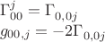 $\[\begin{array}{l}
 \Gamma _{00}^j = \Gamma _{0,0j}^{} \\ 
 {g_{00,j}} =  - 2\Gamma _{0,0j}^{} \\ 
 \end{array}\]$