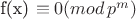 f(x) \equiv 0 (mod \, p^m)