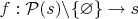 $f:\mathcal P(s)\backslash\{\varnothing\}\to s$