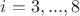 $i=3,...,8$
