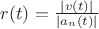 $r(t)=\frac{|v(t)|}{|a_n(t)|}$