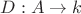 $D:A\to k$ $D:A\to k$