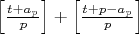 $\left[\frac{t+a_p}{p}\right]+\left[\frac{t+p-a_p}{p}\right]$