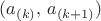 $(a_{(k)}, \, a_{(k+1)})$