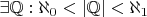 $\exists \mathbb{Q}: \aleph_0 < |\mathbb{Q}| < \aleph_1$