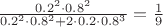 $\frac{0.2^2 \cdot 0.8^2}{0.2^2 \cdot 0.8^2+2\cdot 0.2\cdot 0.8^3}=\frac{1}{9}$