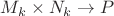$M_k\times N_k\rightarrow P$