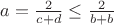 $a=\frac{2}{c+d}\leq\frac{2}{b+b}$