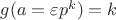 $g(a= \varepsilon p^{k}) = k$