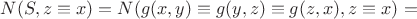 $N(S, z\equiv x) = N(g(x,y)\equiv g(y,z)\equiv g(z,x), z\equiv x)=$