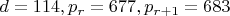 $d=114, p_r=677, p_{r+1}=683$
