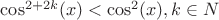 $\cos^{2+2k}(x)<\cos^{2}(x), k\in{N}$