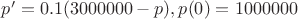 $p'=0.1(3000000-p), p(0)=1000000$