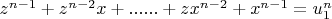 $z^{n-1} +z^{n-2}x + ......+zx^{n-2} +x^{n-1} =u_1^n$