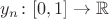 $y_n\colon [0, 1] \to \mathbb{R}$