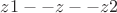 $z1 -- z -- z2 $