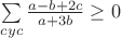 $\sum\limits_{cyc}\frac{a-b+2c}{a+3b}\geq0$ $\sum\limits_{cyc}\frac{a-b+2c}{a+3b}\geq0$