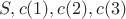 $S,c(1),c(2),c(3)$