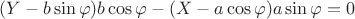 $(Y-b\sin\varphi)b\cos\varphi-(X-a\cos\varphi)a\sin\varphi=0$